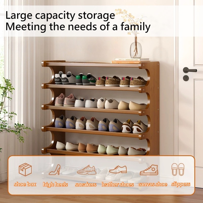 large capacity bamboo shoe rack multi tiered solid wood bamboo entryway organizer space saving storage for home dorm or doorway holds multiple shoes with super large capacity dorm storage solution freestanding shoe cabinet bamboo construction shoe storage organizer standing shelf details 4