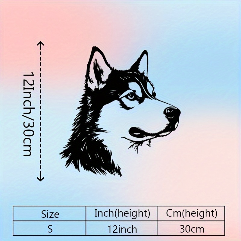 TEMU [2d Flat] Husky Wall Decor - Modern Black And White Husky Hollow Pattern With Eyes, Horizontal Indoor Decoration, Suitable For Living Room,