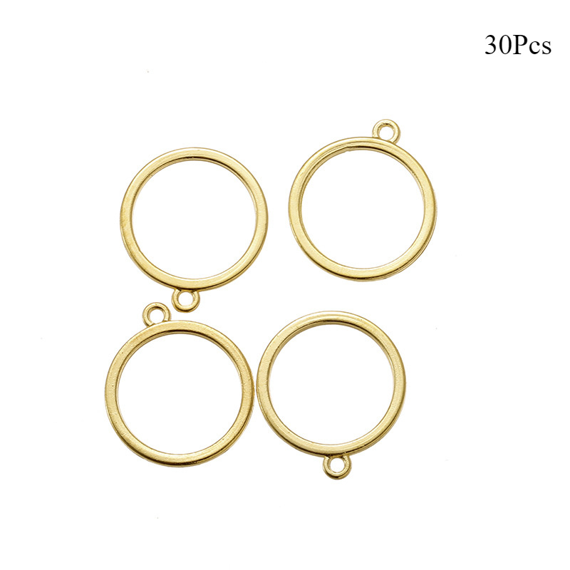 30pcs Alloy Frame Uv Drip Glue Model With Hollow Frame Round Bottom Bracket Pendant Accessories Suitable For Making