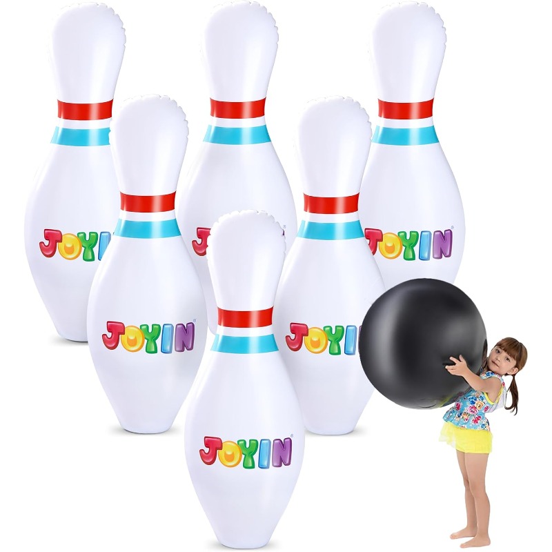 TEMU Ensemble de bowling gonflable pour enfants et adultes, jeux de fête d'anniversaire de Noël, jouets éducatifs pour la motricité