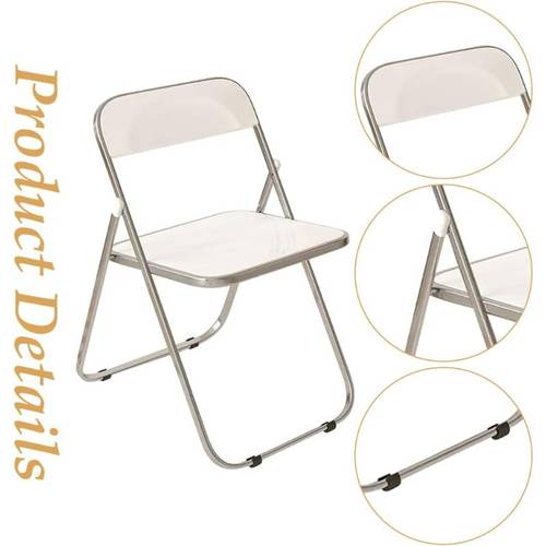 modern acrylic folding chairs with backrest steel chrome frame stool versatile office wedding party kitchen white