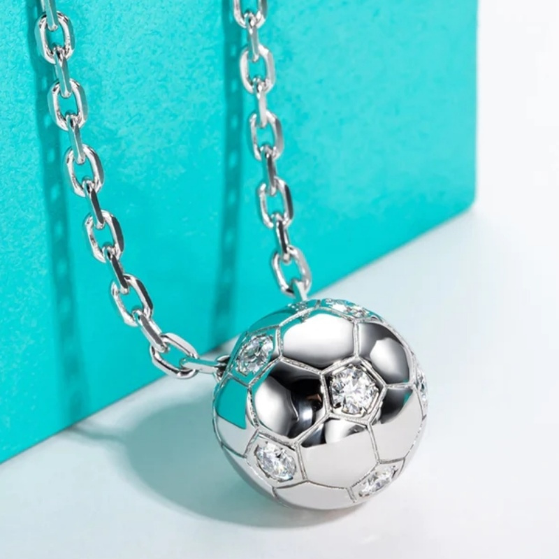 E-shop Fußballanhänger Halskette - Sportlicher Schmuck mit Ketten, für Frauen & Männer - Geburtstagsgeschenk für Fußballspieler, Spiele, Partys,