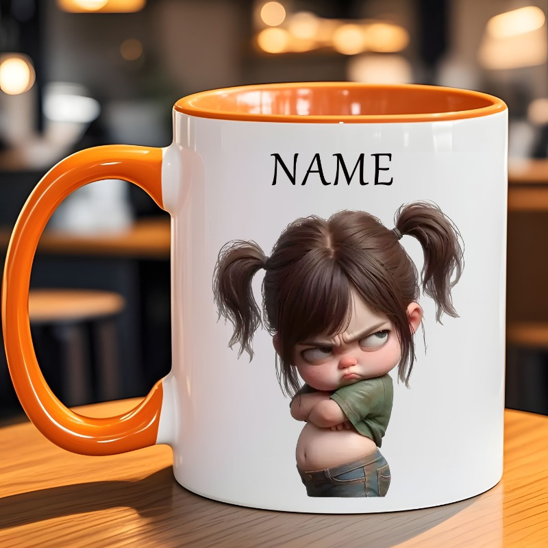 Personalized 11oz Ceramic Mug with Cute 'Extraordinary Girl' Chibi Design - Custom Name, Double-Sided Print, Comfort Grip & Microwave Safe - Ideal Gift for Graduation, Birthdays, Christmas, Back-to-School - 7 Colors Available (Hand Wash Only) - Durable & Reusable Coffee Cup for Tea, Hot Drinks