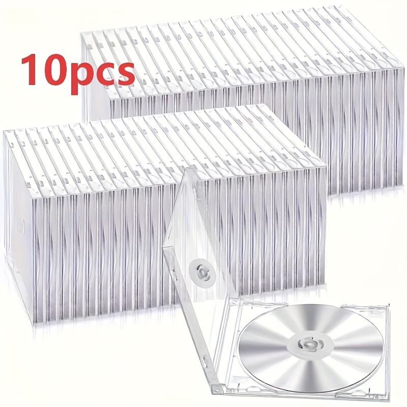 10 Ultra-thin Transparent Square Locking Cd/dvd Cases- Impact-resistant Pp Plastic Storage, Single Disc Capacity, Game-specific, Simple , , Sturdy Construction, Essential For Music Collectors