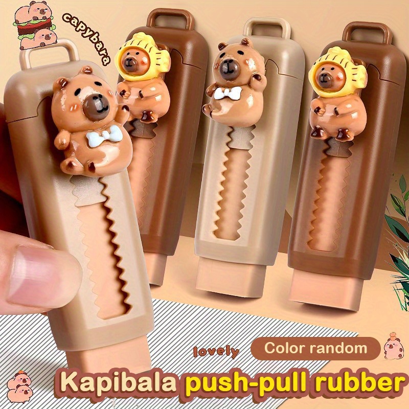 push pull capybara eraser soft school supplies clean mess free stationary office student rubber