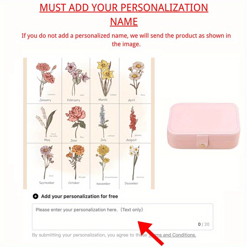 TEMU 1pc Personalized Custom Jewelry Box With Floral Pattern, Large Capacity Travel Jewelry Organizer, Multifunctional Home Jewelry Storage,