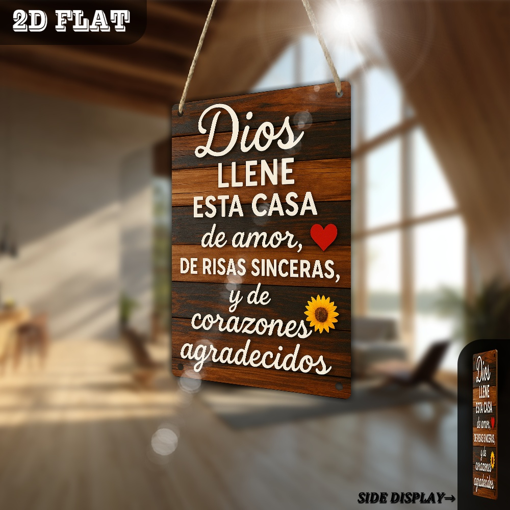 TEMU Plancha de madera 2D, 1 pieza, Letrero de madera en español "Bendice esta casa", Placa y estatua decorativas, de pared de madera de familiar