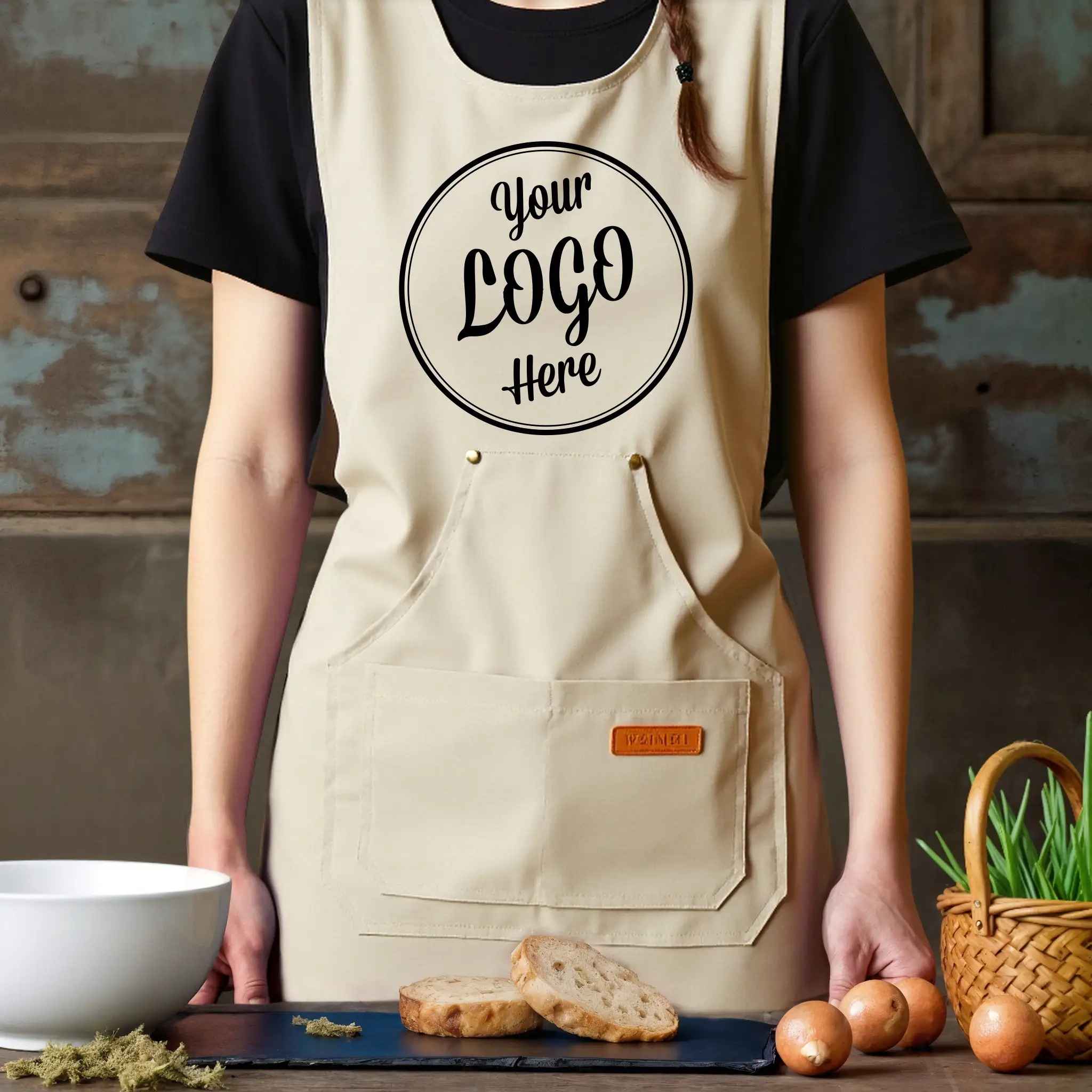 TEMU 1 pièce Tablier Personnalisé avec Logo et Motif, Matériau Épais et Durable, Idéal pour , Serveurs, Boulangeries, Cafés, Coiffeurs, Restaurants,