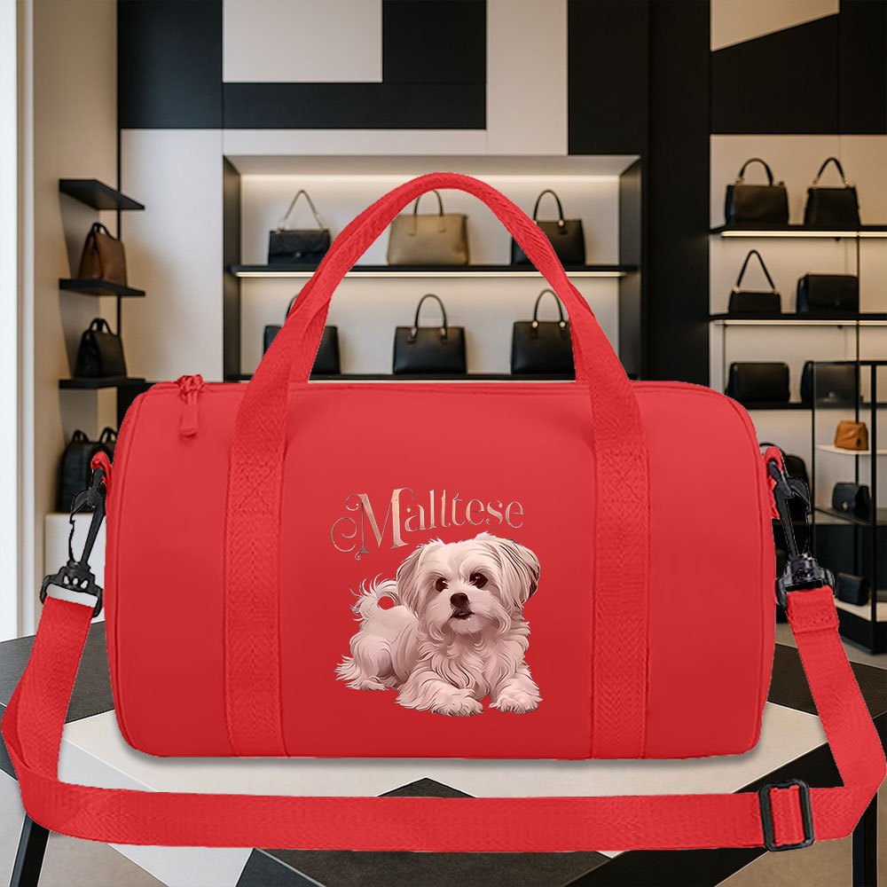 TEMU Maltese Dog Print Briefcase, Yoga Bag, Travel Bag, Comfortable And Portable Tote, In Multiple Solid Colors, Large Capacity Gym Bag, Unisex,