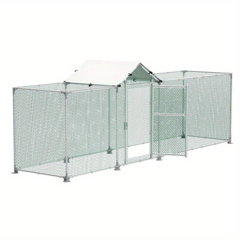 TEMU Metal Chicken Cage Chicken Fence Chicken House With Sun Protection Roof, Door And Latch Stable Fence For Chickens, Ducks And Small Animals