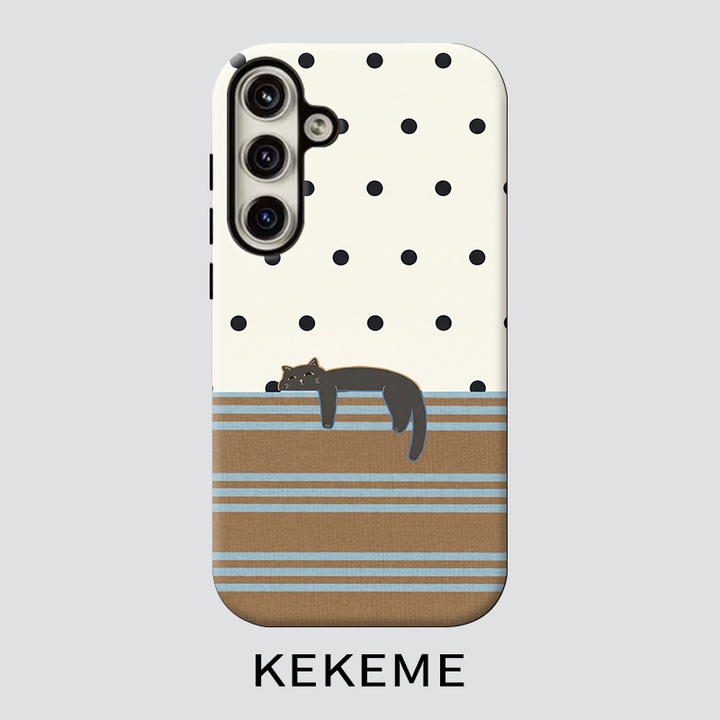 TEMU Phone Case - Kekeme Funny Cartoon Black Cat Film 2-in-1 Suitable For Galaxy S26 S25 S24 S23 S22 S21 S21+ S21 Fe Edge S20 A15 A16 A17 A23 A32 A34
