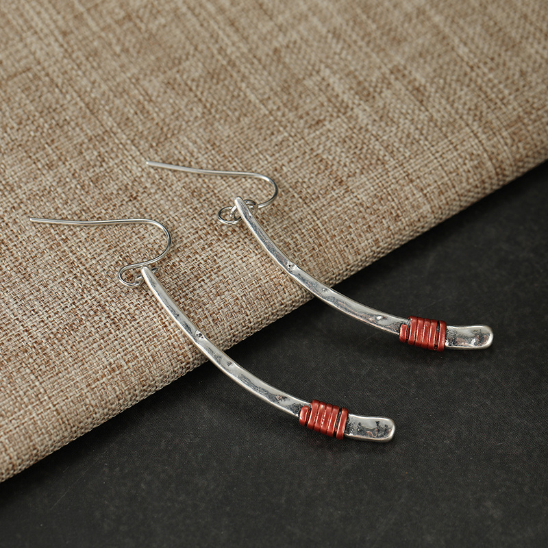 Women's Handmade Vintage Curved Red Copper Ear Hooks