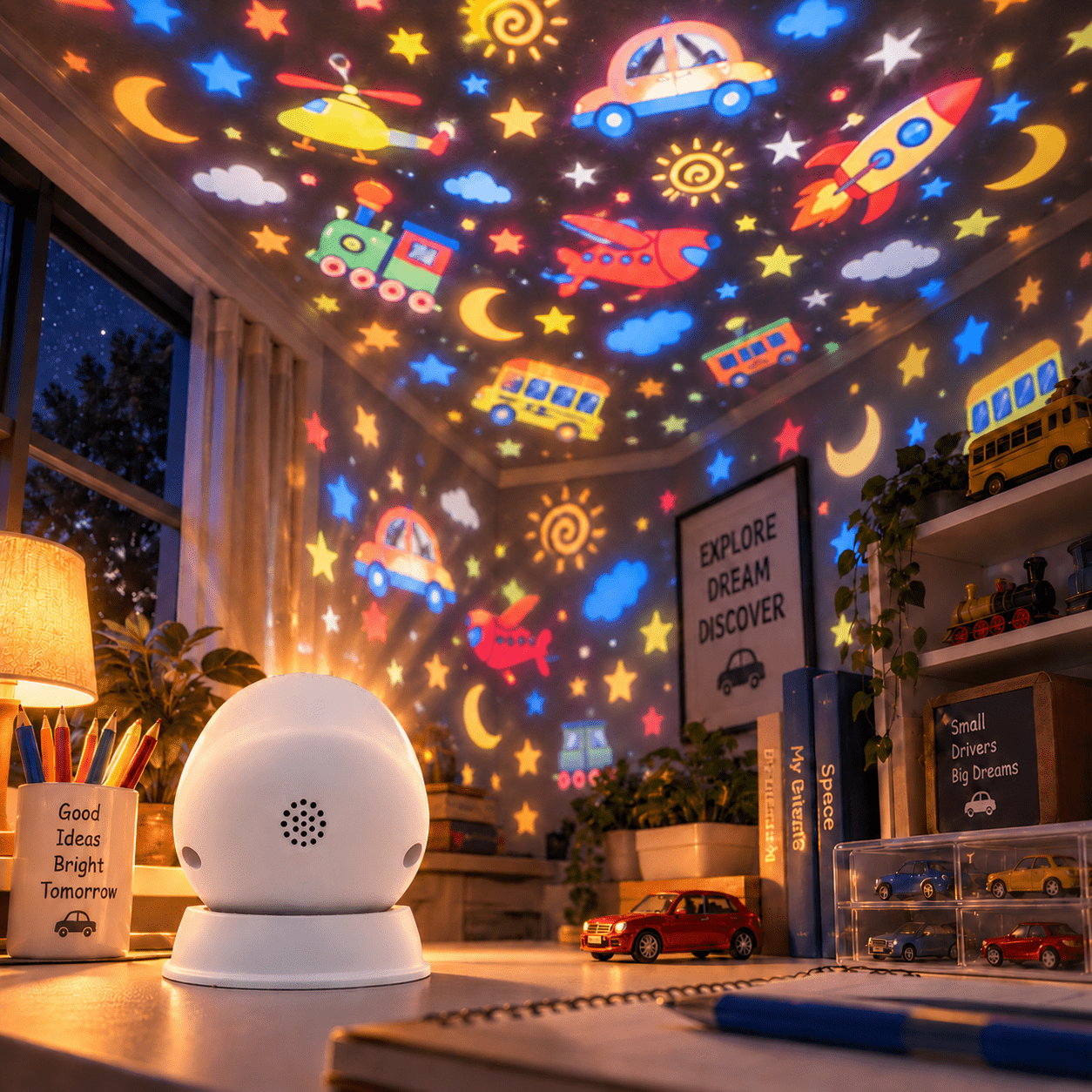 TEMU Креативний автомобільний LED проєктор нічник, 360° обертовий USB проєктор, багатогранний декоративний підсвічувач для спальні, ігрової кімнати,