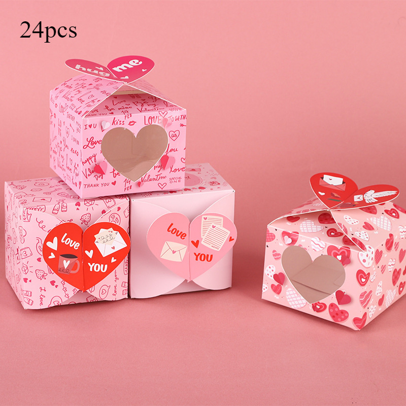 

24pcs Valentine's Day Candy Gift Boxes - Hollow Square Design, & Party Favors, Gift Packaging