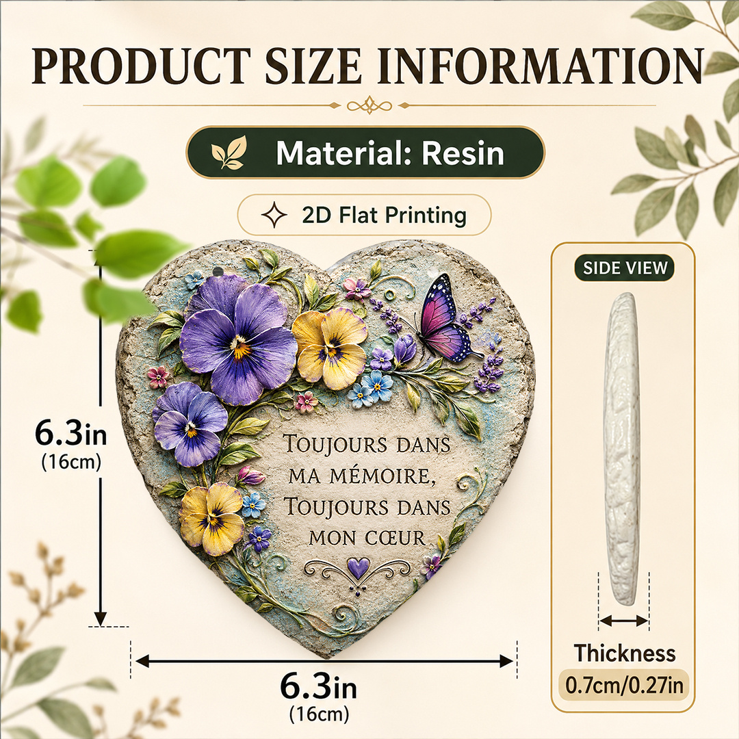 TEMU Impression plate 2D, 1pc, de jardin cœur commémorative française, Souvenir de jardin ( de cœur, 6X6 pouces), de marche en résine, Cadeau de ,