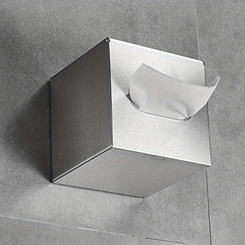   glass tissue box holder with brushed nickel       lid easy refill multi   for bathroom bedroom office 5 12 cube organizer tabletop wall mounted hardware included decorative storage for tissues napkins Product details 4