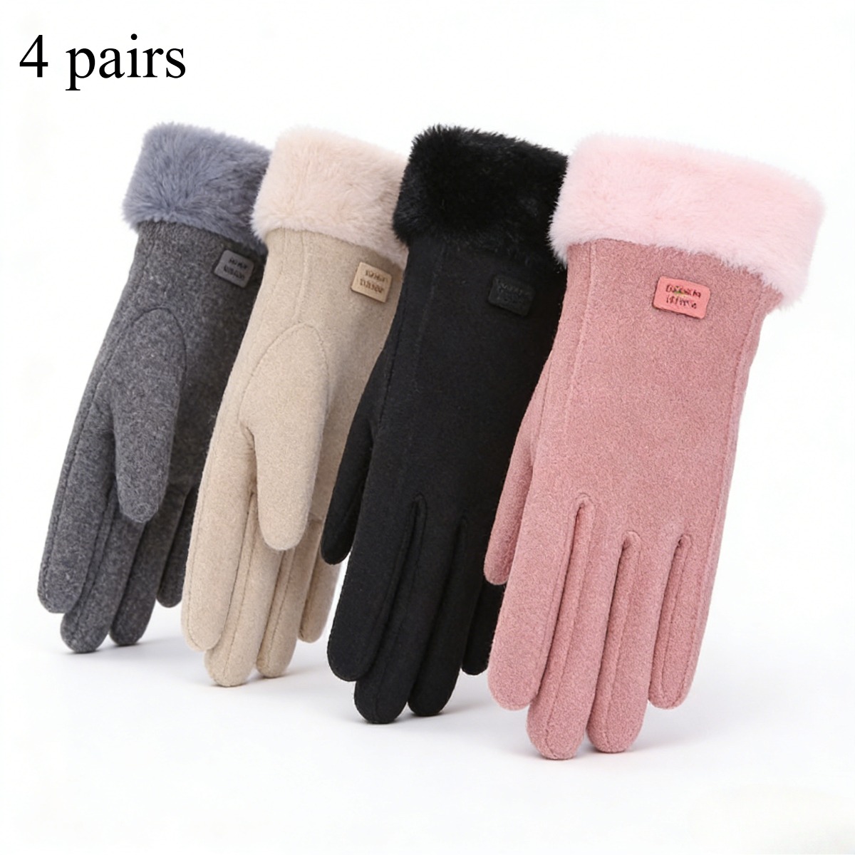 TEMU 4 Pairs Pack, Windproof Touchscreen Gloves, Women's Warm Winter Gloves, Women'-resistant Mittens, Matching, Windproof & Coldproof Touchscreen