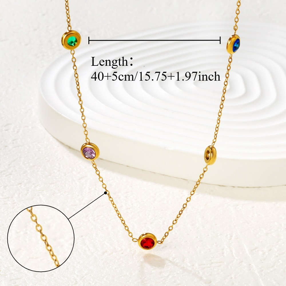 Unisex 316L Stainless Steel Seven-Color Mixed Bead Necklace