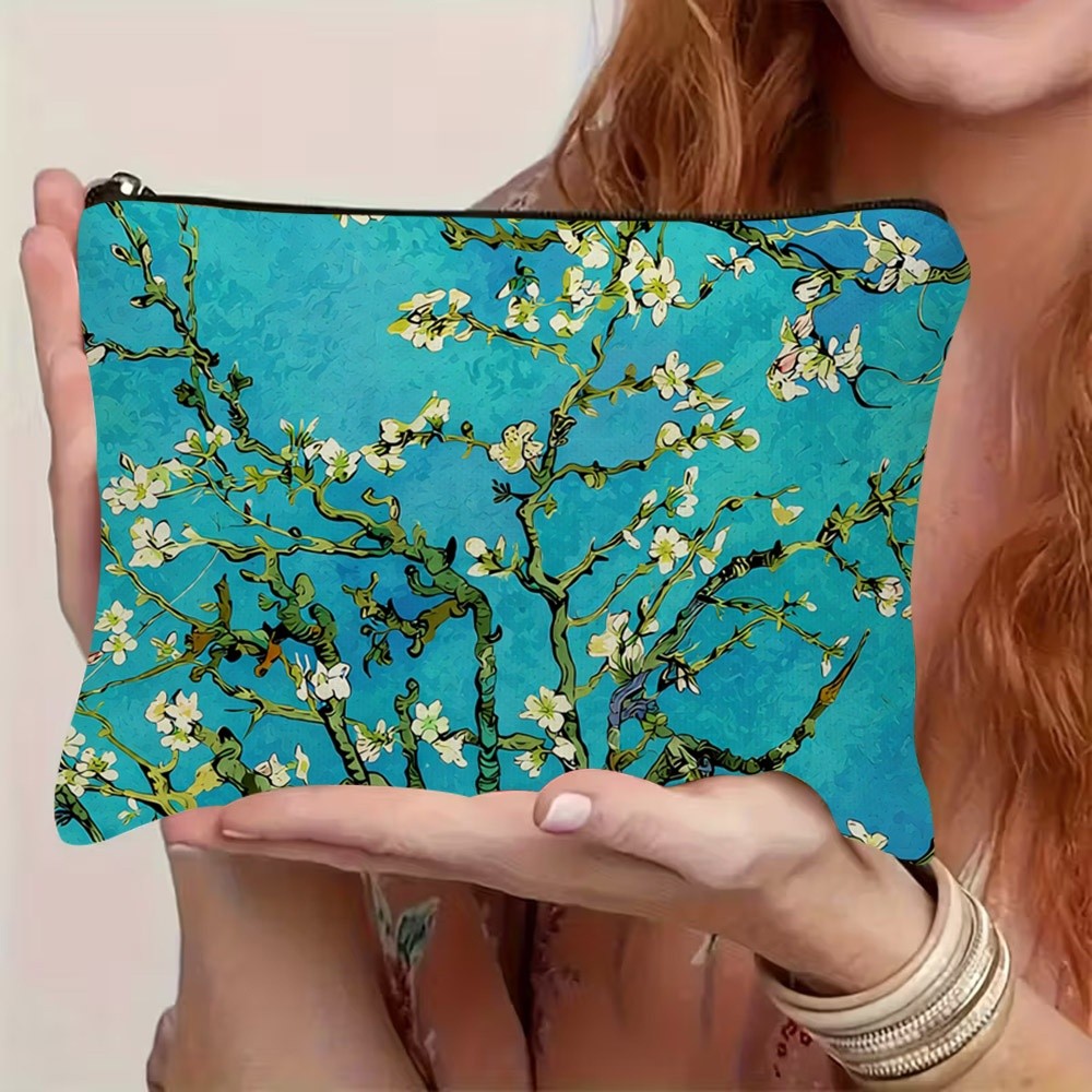 TEMU Neceser de 1 pieza con estampado de Flor de de Van - Diseño floral de para viajes y almacenamiento diario de maquillaje, bolsa de poliéster
