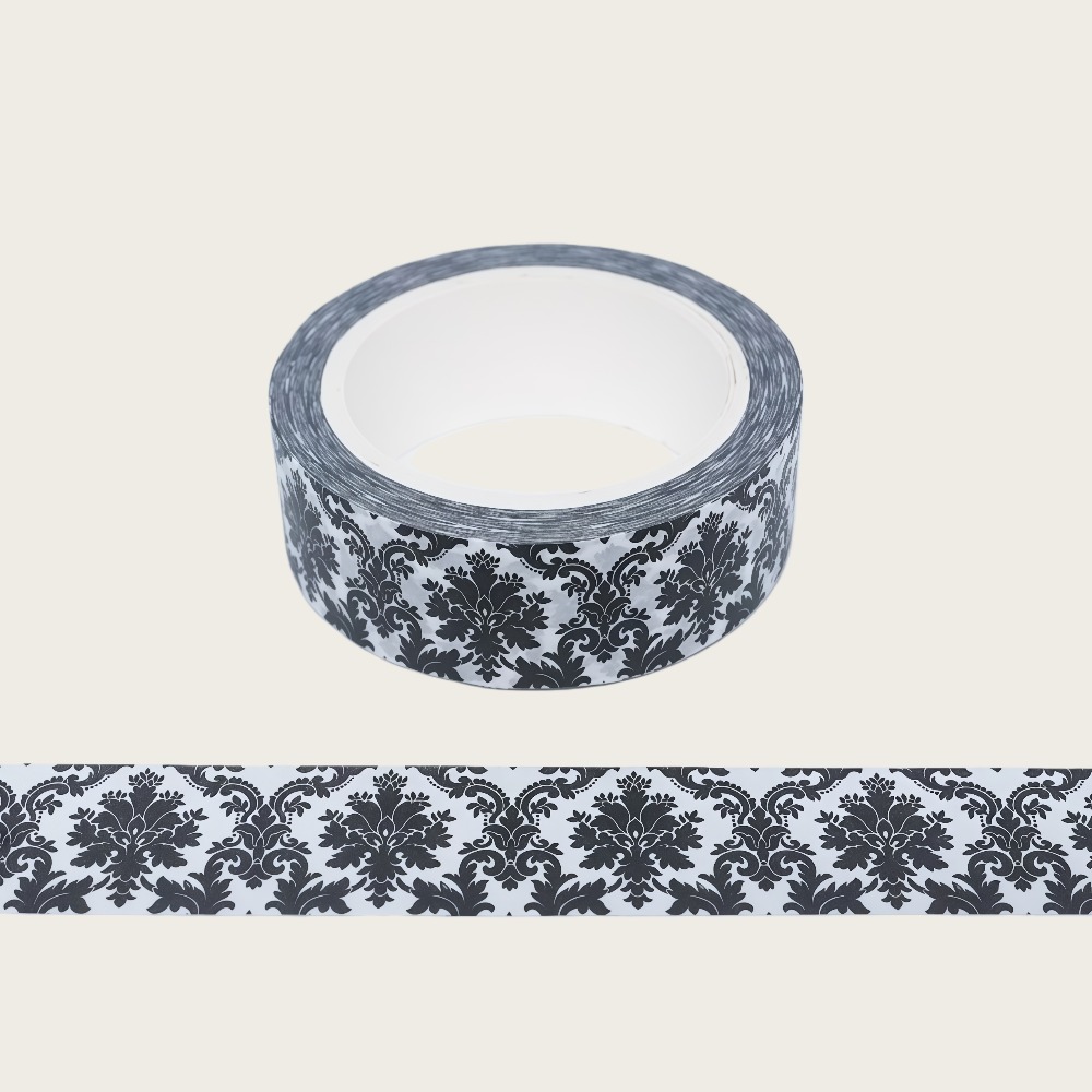 Image of 1pc Holiday Black Floral Washi Tape, High-quality Scrapbooking Decoration, Journal Dividers, Handmade, Gift Wrapping Decorative Stickers