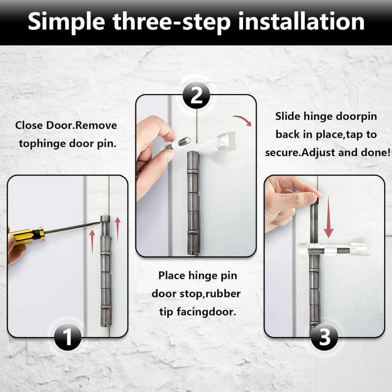 2pcs heavy duty     adjustable no drill door stop with white rubber bumper tips   alloy slam device for sliding doors wardrobes cabinets     compatible with door hinges