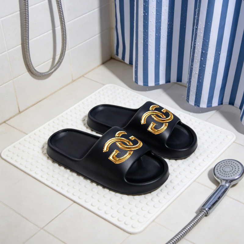 TEMU 1--size Slippers - Slip- Indoor/outdoor Suitable For Beach, Pool, Travel, Cushioned Sole With Gg Print Design, Unisex For, Casual Wear For, Gym,