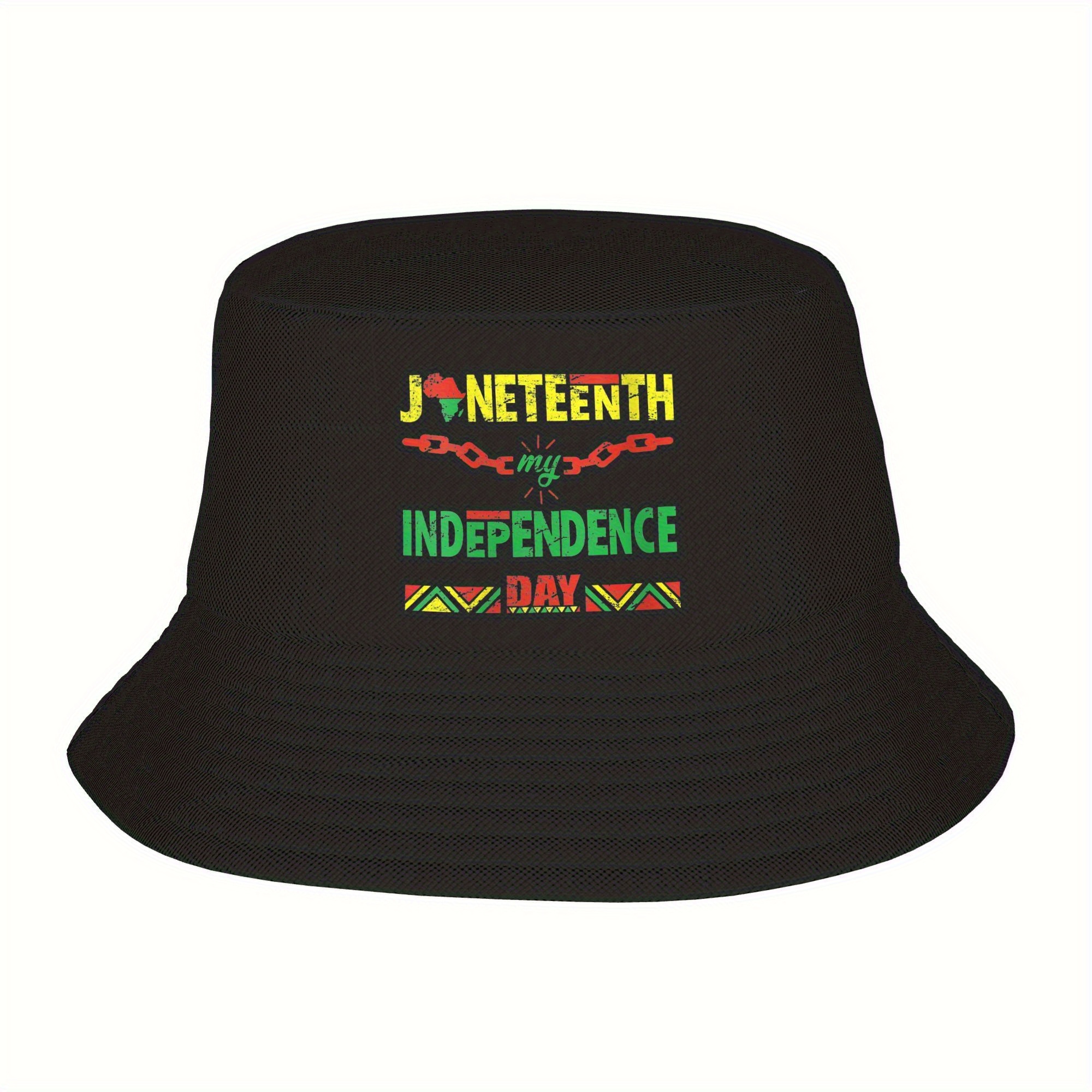 TEMU Juneteenth Hat- My Design With Red, Green& , Lightweight Fisherman Women& Men, Beach Vacations& Getaways