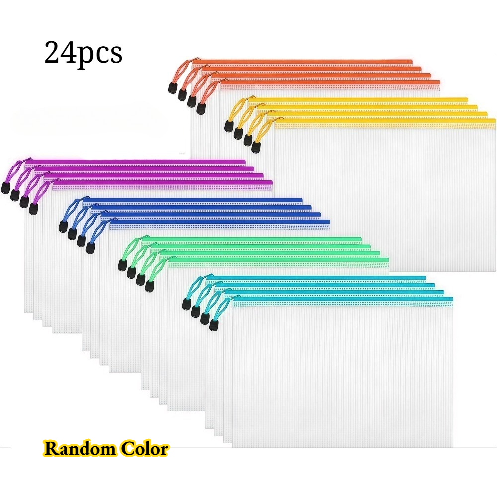 TEMU Lot de 24 pochettes A6 transparentes à fermeture éclair en , sacs de rangement portables et polyvalents, idéaux pour scolaire, les cosmétiques,