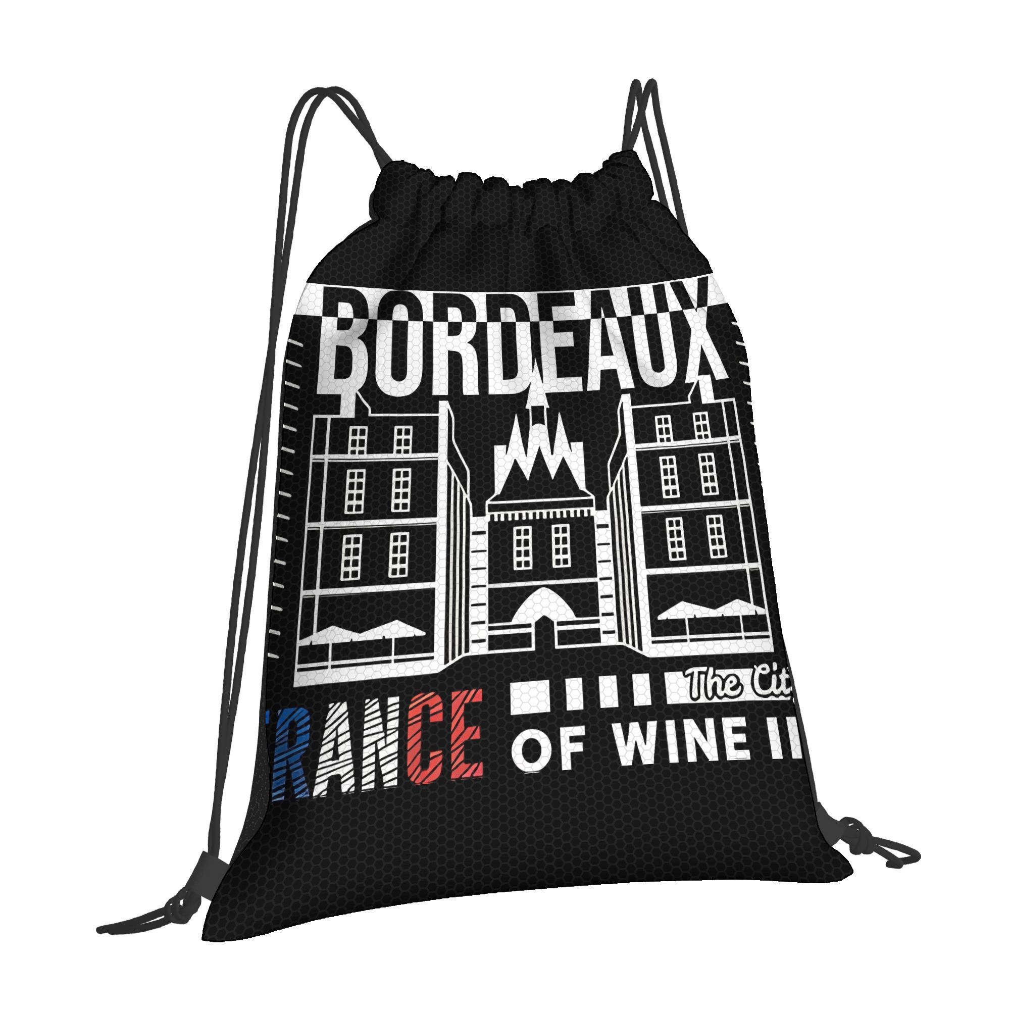 1pc   france   wine print backpack   drawstring bag with soft striped closure suitable for school   shoe bag or pouch   themed gift for and