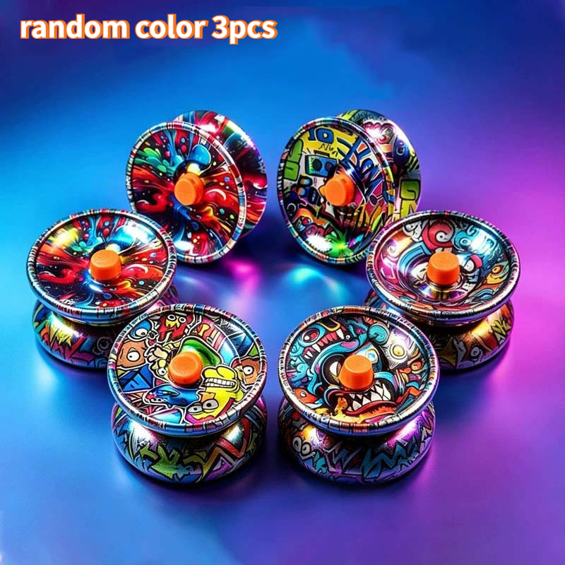 TEMU 3pcs Sensitive Iron Yo-yos, Automatic Return Yo-yos, Patterned Toys, Random Colors, Halloween Party Gifts, Christmas Stocking Stuffers, Training