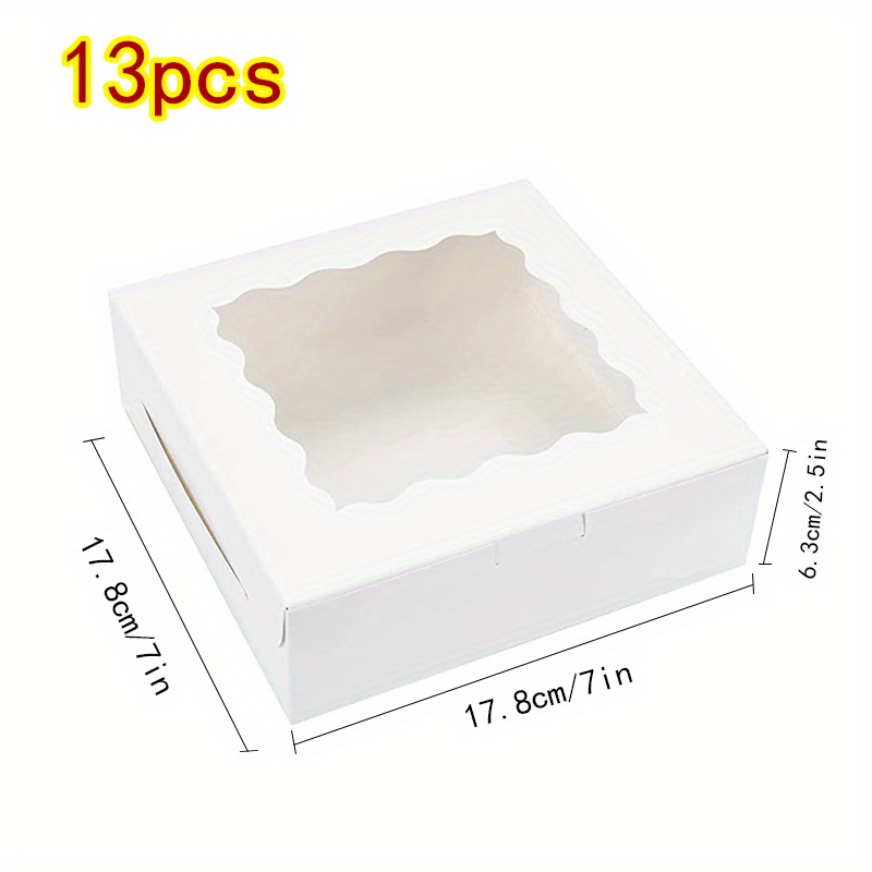 Image of Gift For Her/him 13pcs Minimalist New Large Size Window Lace Paper Boxes For Party Gift Packaging, 7x7x2.5 Inch Foldable Gift Boxes, Pink White Suitable For Christmas Party, Wedding, Halloween