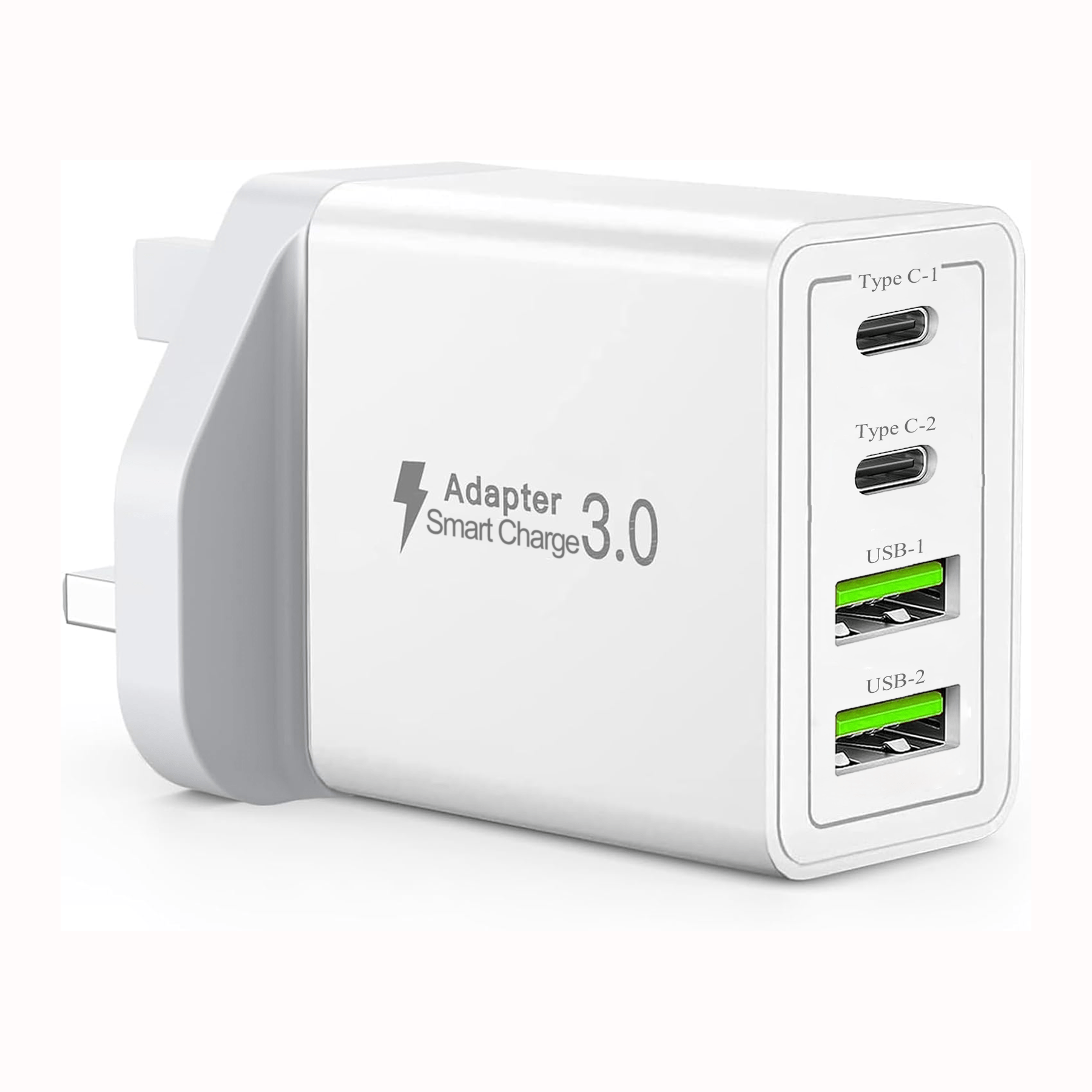 2a2c 4 ports british plug usb charger 4 port usb a c fast charger 5v2a wall charger multi usb power adapter fast charging for iphone for   phones phone camera mp3 etc