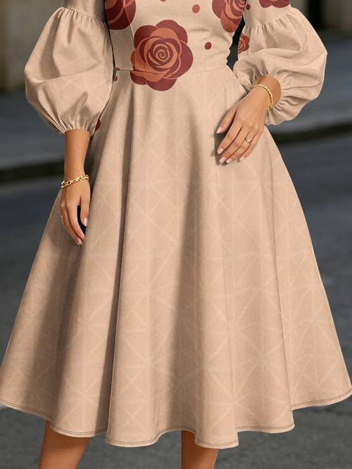 plus size womens vintage puffed sleeve high neck maxi dress with cinched waist swing dress suitable for commuting dates casual attire machine washable compatible for body types no