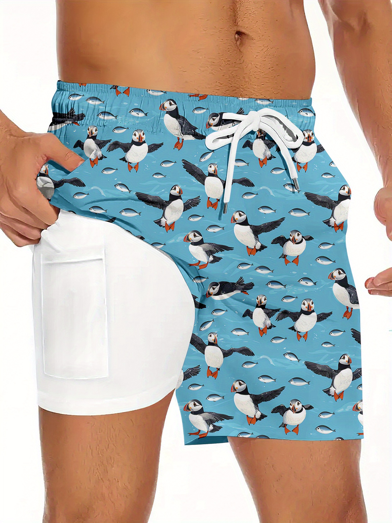 hawaiiaanse heren zwembroek met pinguïnprint Temu Belgium