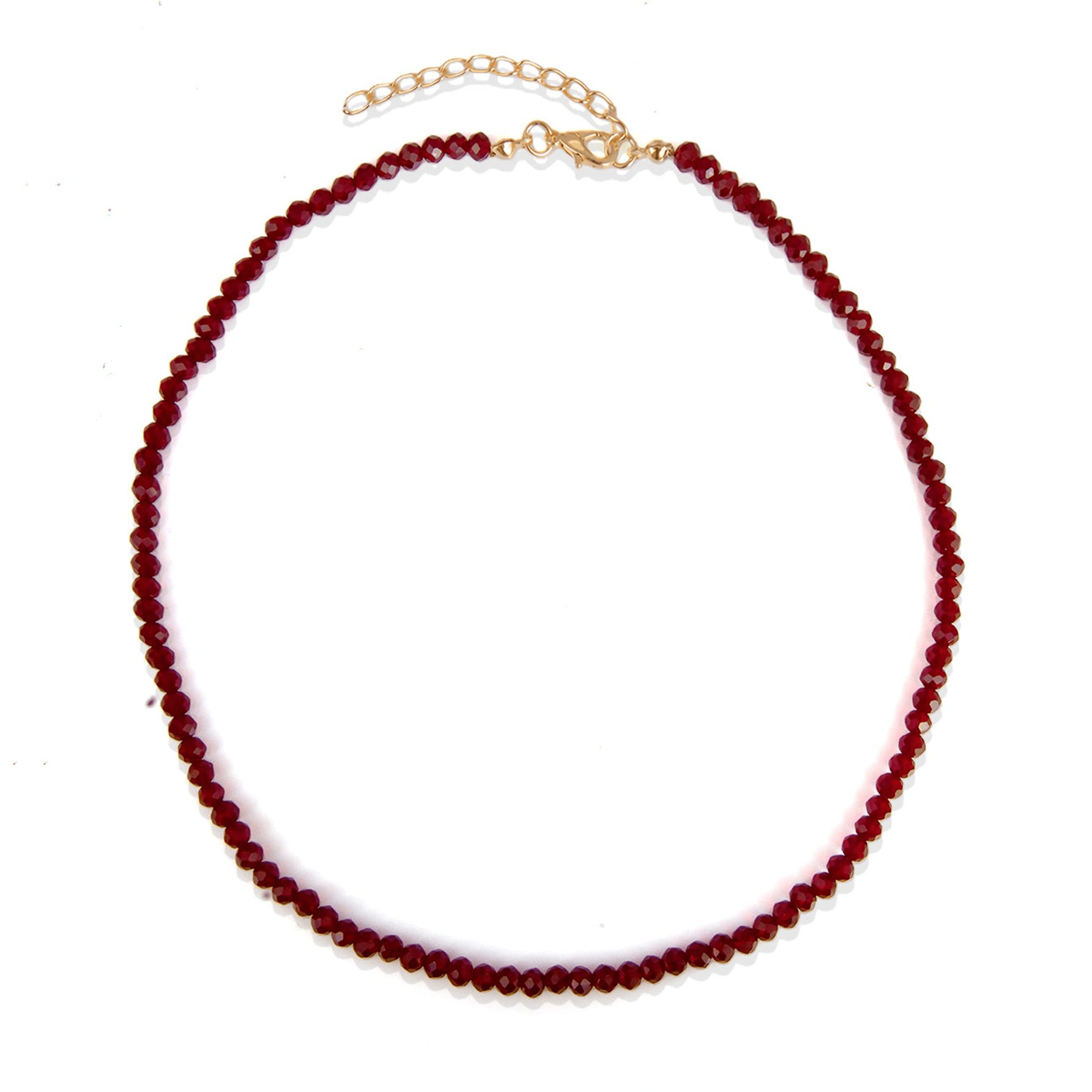 TEMU 1pc Women's Wine Red Beaded Adjustable Necklace, For Daily Wear, Vacation, And Parties, Valentine's Day Gift