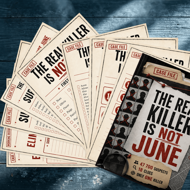 TEMU Killer Is Not : A Murder Mystery Puzzle For Adults — 18 Clues, Eliminate 47,700 , And Unmask Killer