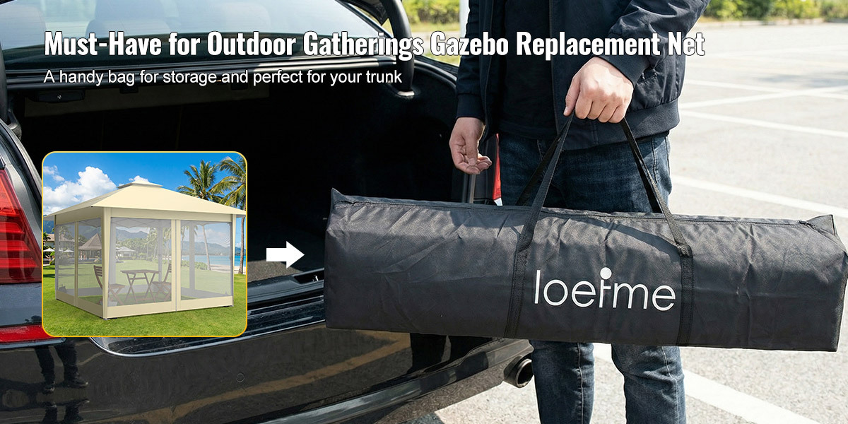 LOEFME 3.9x3.9m Сгъваем палатка-беседка с 4 подвижни странични панела и чанта за носене - Моментално сгъваем навес за външна градина, тераса, парти, пикник, къмпинг