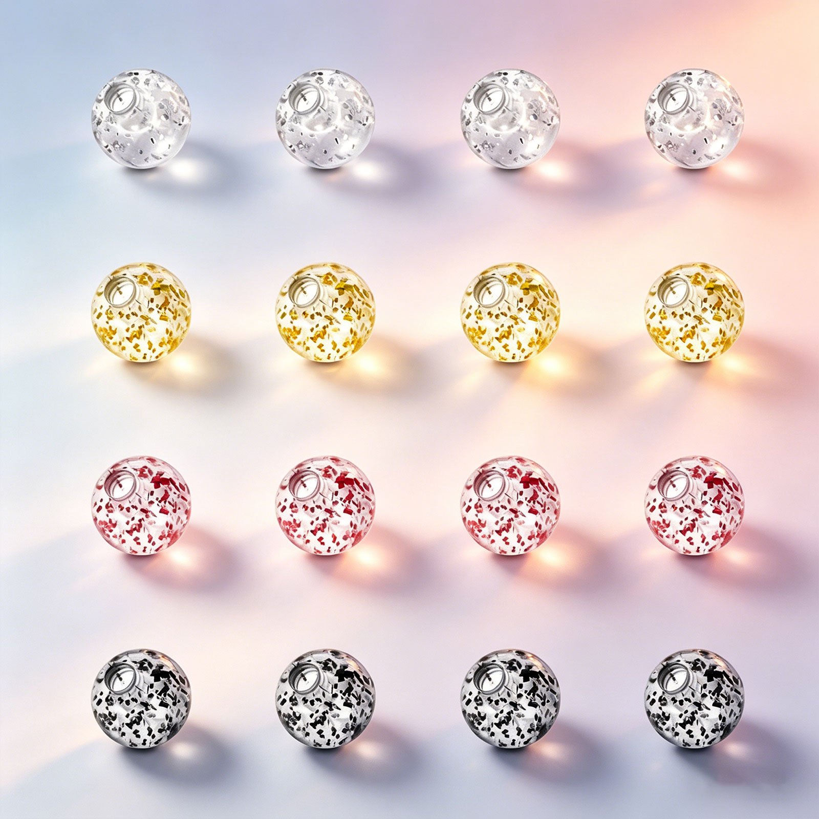 Image of Pack Of 16pcs Piercing Balls, 14g 16g 3 Mm 5 Mm Tongue Piercing Balls, Piercing Tongue Belly Button Piercing Ball For Industrial Piercing Jewellery Replacement Balls Tongue Eyebrow