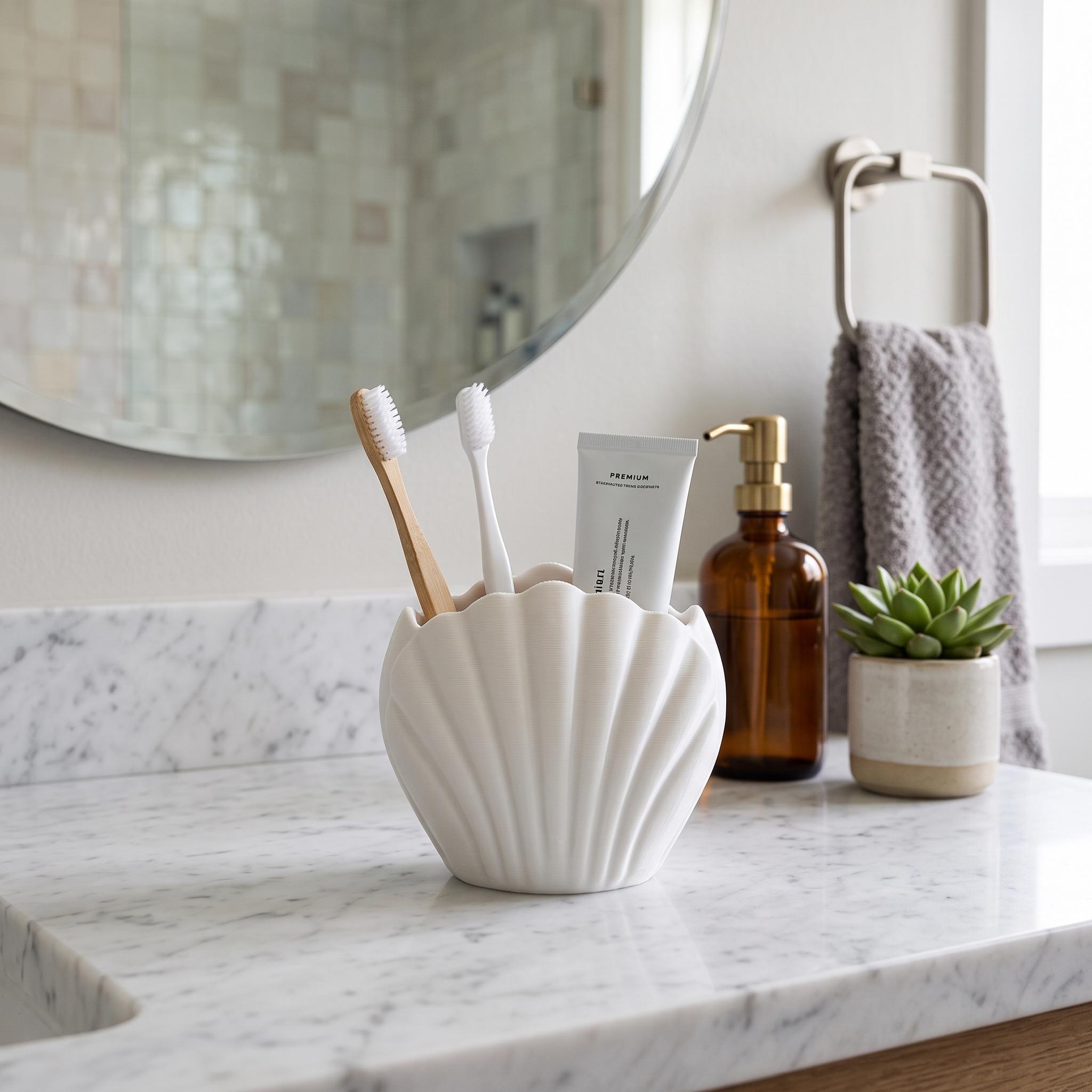 TEMU Scallop-shaped Toothbrush Holder, Easy , Toothpaste And Toothbrush Organizer, Bathroom Decor Storage Additions