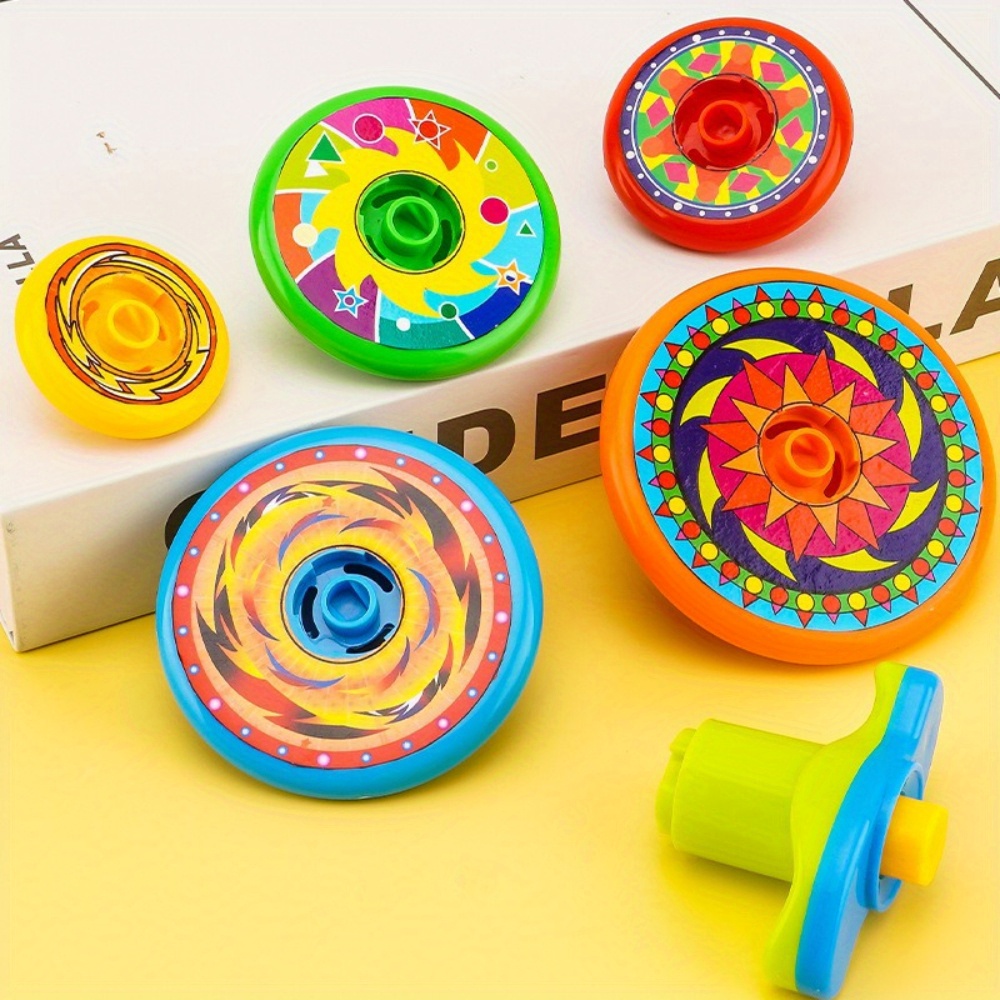 6pcs (5pcs Spinning Tops And 1pc Launcher) Random Colors Creative Kids Novelty Toy Diverse Play Colorful Rotating Stacking Fun Boys Girls Interactive Toy Holiday Gift
