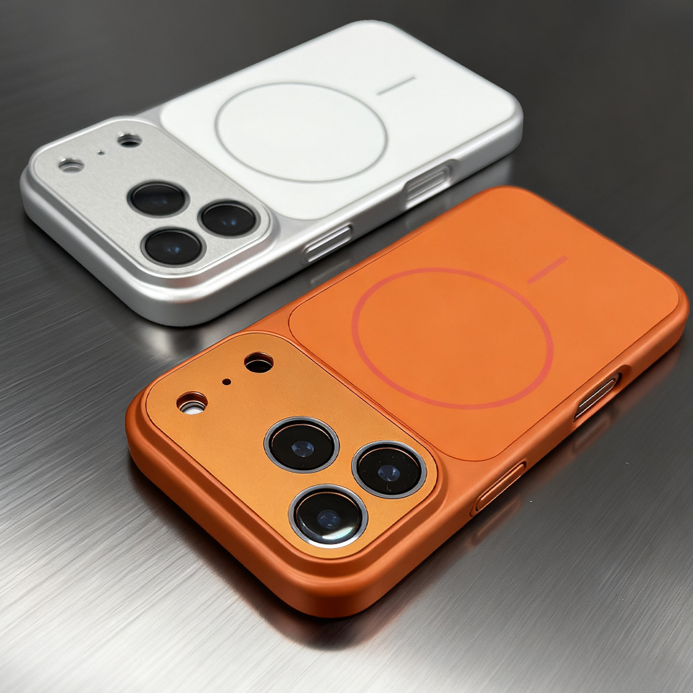 handyhülle - luxuriöse, sofort transformierte 17pro magnetische kabellose ladehülle für iphone 13   17 pro  , vollmetall-abdeckung, kameraschutz, matte metallic-lackierung, harte rahmen, weiche rückseite