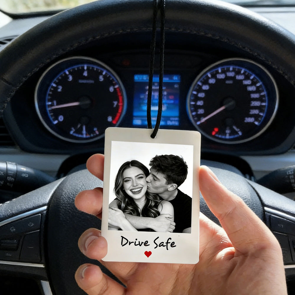 E-shop [2D Flat] [2D Flat] Einzelne individuelle Auto-Dekoration aus Acryl, personalisierter Foto-Anhänger, , ideal für Vatertag, Hochzeitsgeschenke,