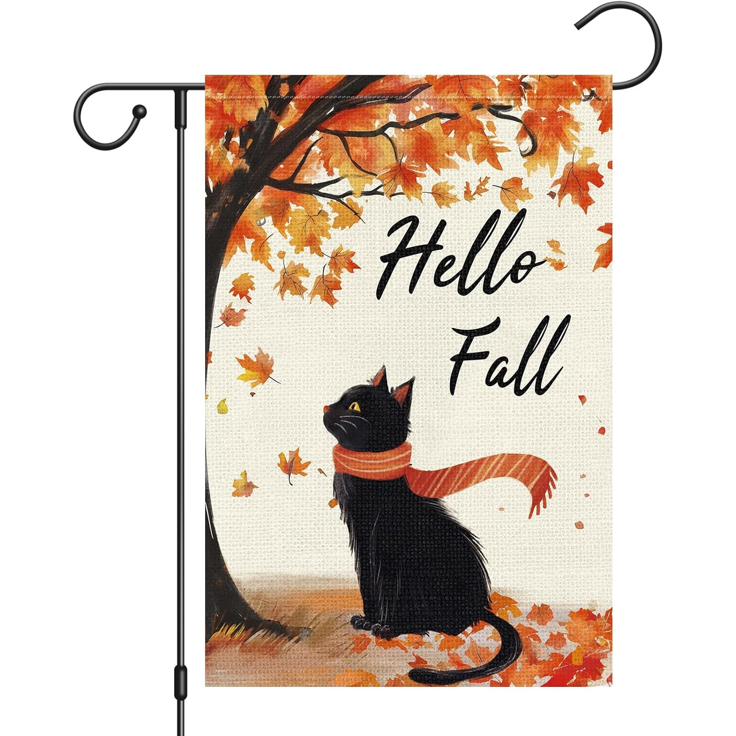 TEMU Autumn Garden Flag 12*18 Inch Double-sided Flag, Black Cat Garden Flag, Maple Leaf Autumn Flag, Suitable For Seasonal Courtyard Thanksgiving