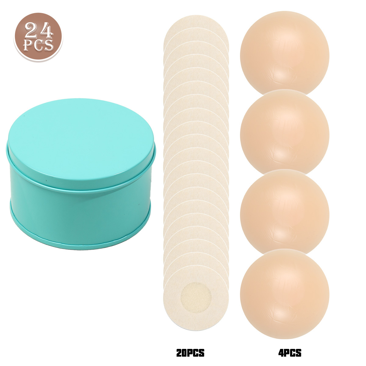 Image of 24pcs Reusable Silicone Covers, Suitable For Backless Dresses, Adhesive-free Invisible , Ultra-thin No-stick Patches, Skin-friendly And Comfortable, Suitable For Beachwear, Daily Wear, And Occasions