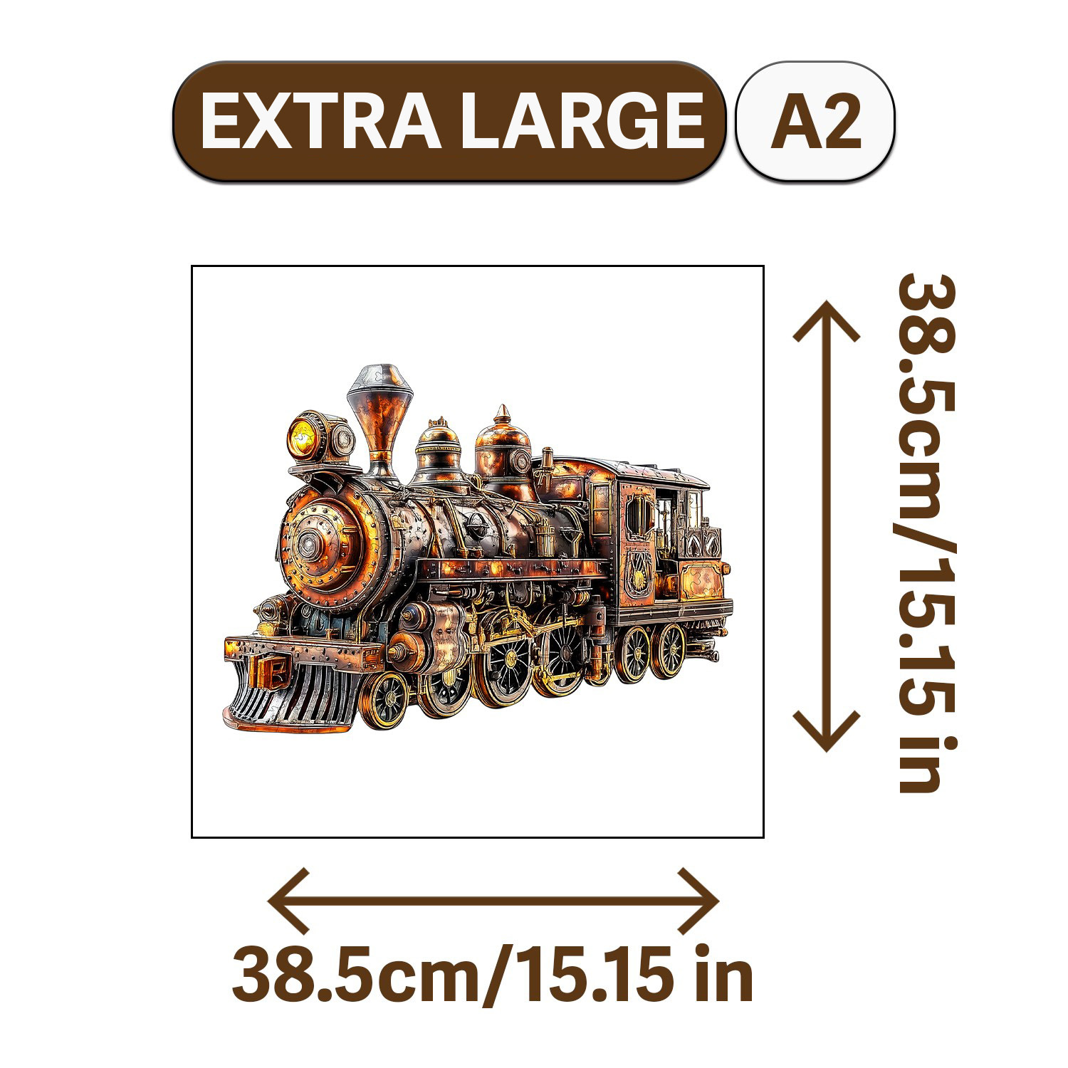 Steampunk Train Wooden Jigsaw Puzzle in Various Sizes