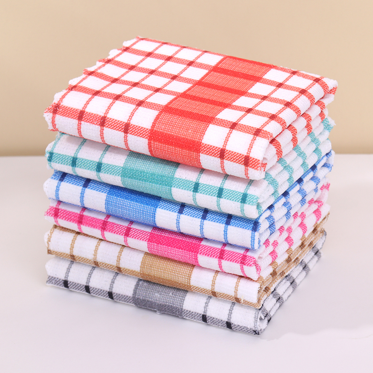 6pcs/12pcs Modern Printed Plaid Dish Cloths, Microfiber Kitchen Towels, Ultra-Soft and Absorbent, Dopamine Color Palette