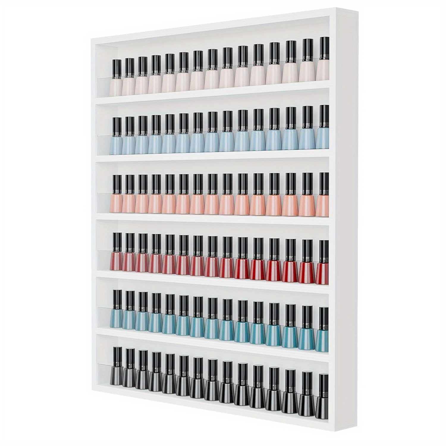 TEMU Omysalon 6 Layers Nail Polish Rack, Wall Mount Nail Polish Organizer W/acrylic Baffle, Valentines Day Gift For Her, (white/black)