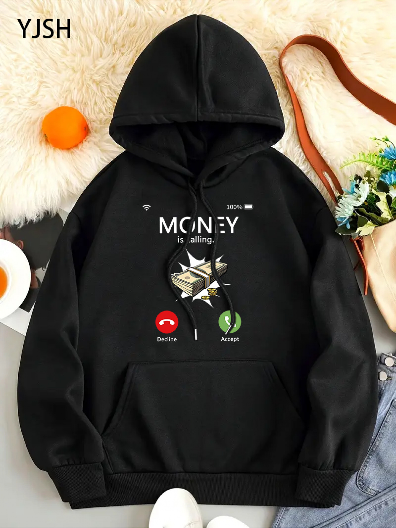 money calling hoodie sold on Temu United States