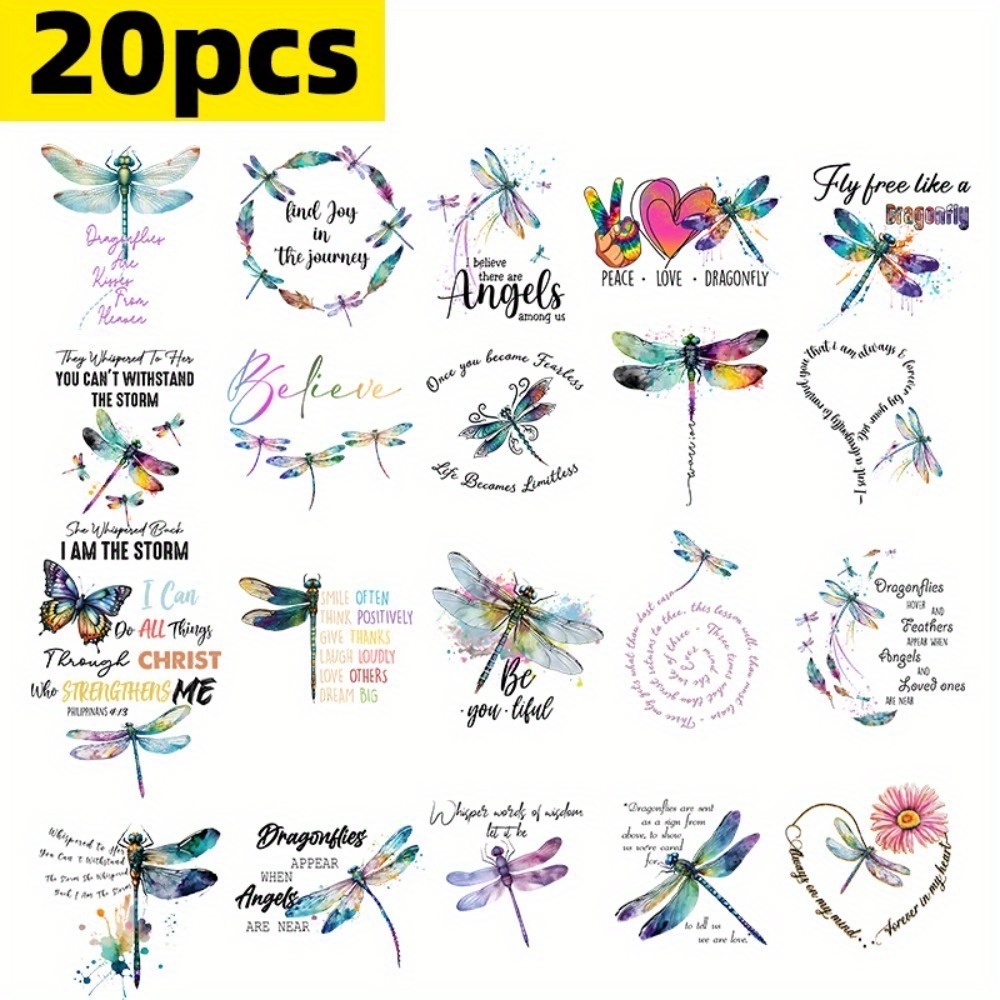 TEMU Watercolor Dragonfly Uv Dtf Transfer Stickers, Suitable For Office And Home Use, Ideal For Cups, Bottles, Phone Cases, Laptops, And Other Stickers, Transfer Stickers, The Perfect Handmade Gift