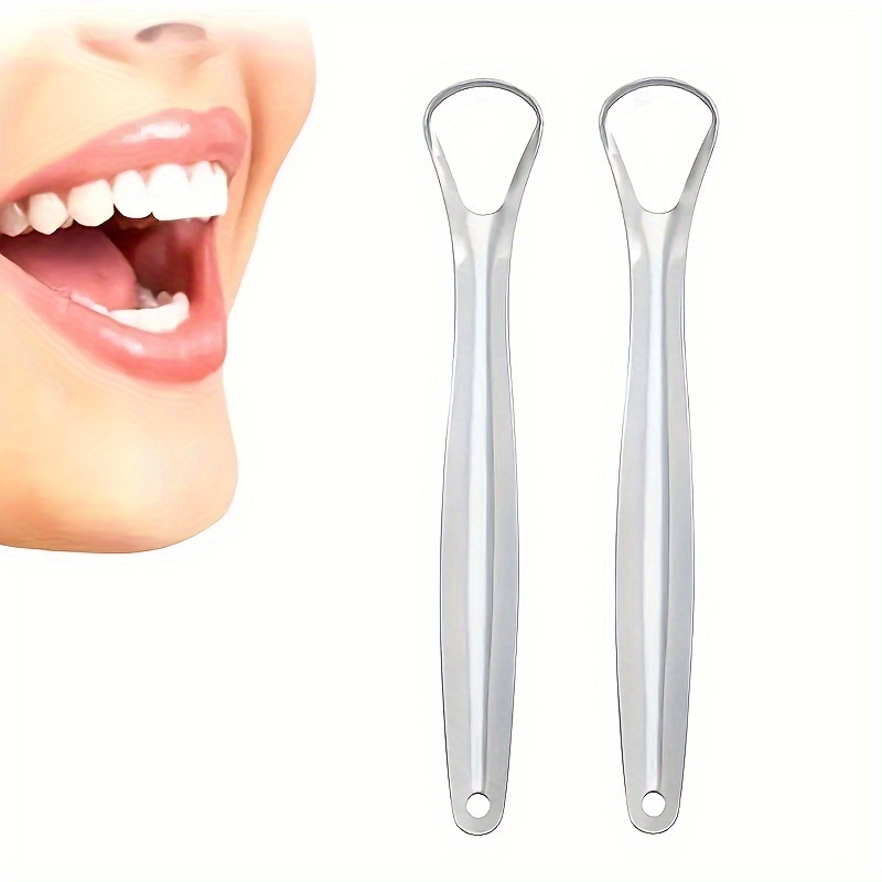 2pcs stainless steel tongue scraper for adults curved design oral hygiene tool   hygienic tongue cleaner for     care sleek metallic     on the go